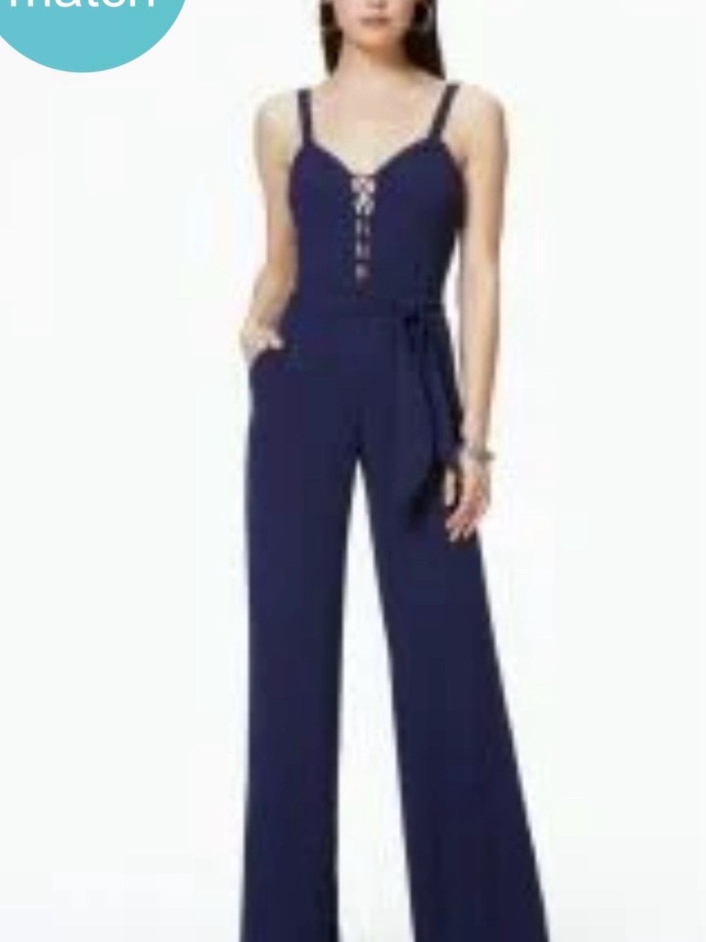 Ramy Brook Navy Lace-Up Jumpsuit -small
